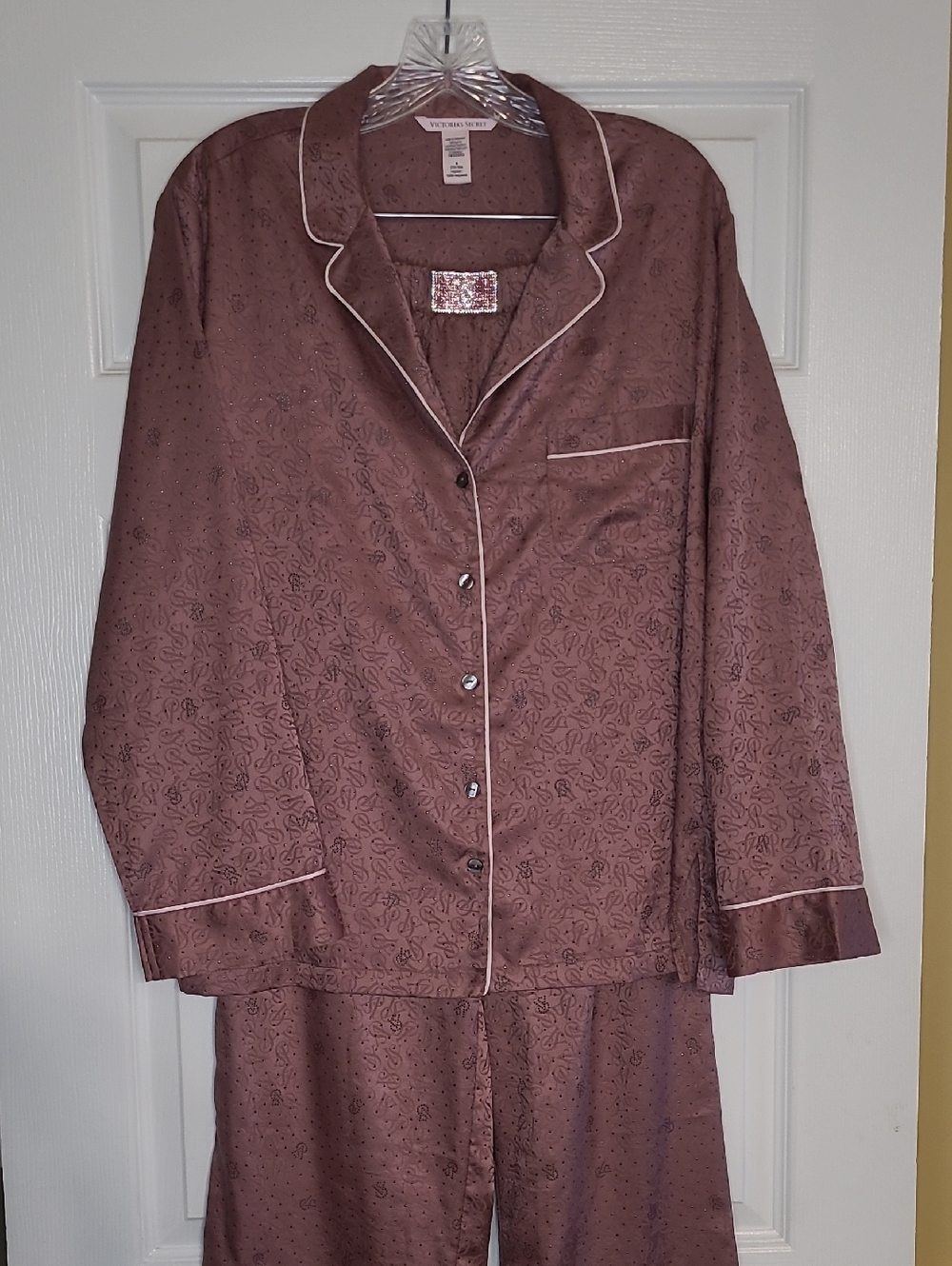 Victoria's Secret Glazed Satin Long Pajama Sets in a vintage rose color